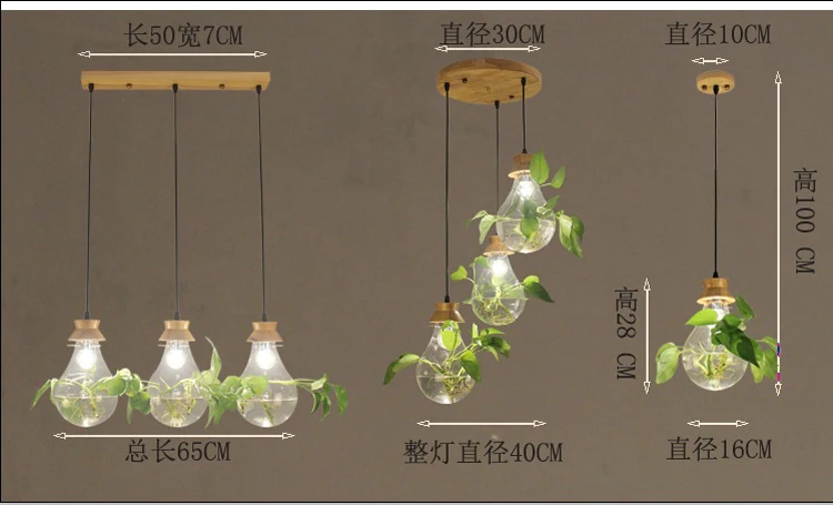 Лампа для водных растений, цветочное оформление бара, лампа для ресторана, магазин одежды для чая с молоком с тремя головками, офисный небольшой подвесной светильник