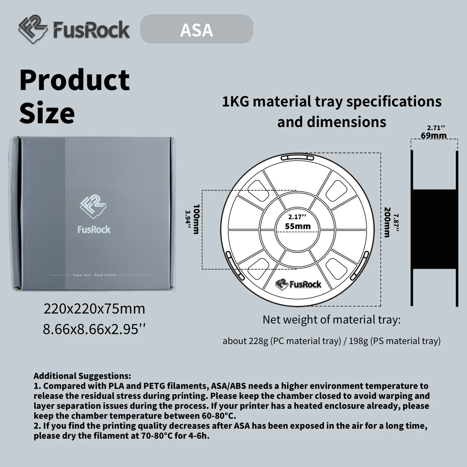 Нить для 3D-принтера FUSROCK ASA, устойчивая к атмосферным воздействиям и химическим воздействиям, Сверхжесткий пластик для инженерной печати, замена ABS, Обновление