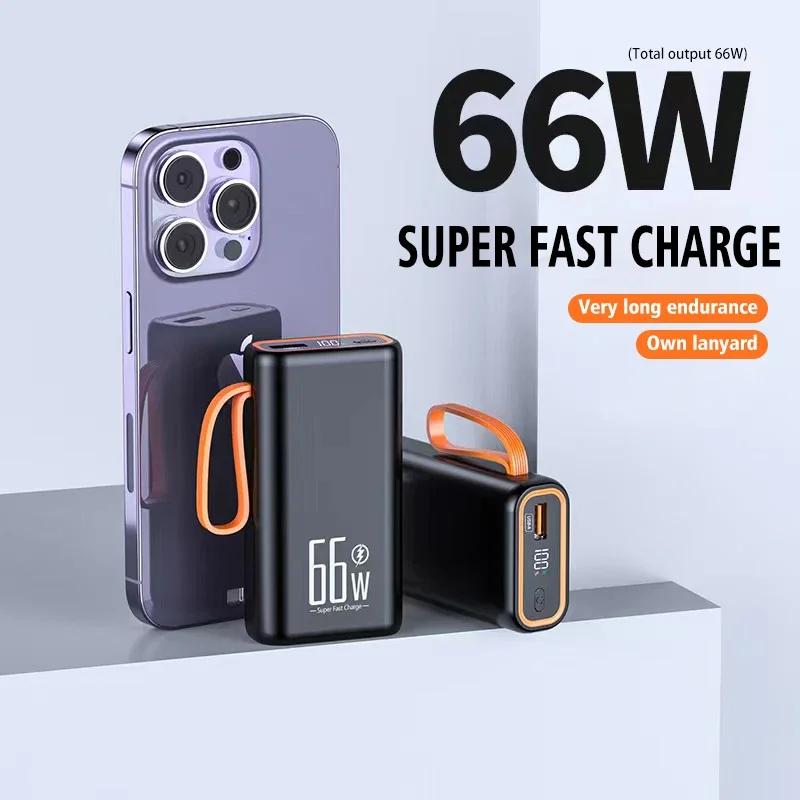 66 Вт Мини сверхбыстрая зарядка Внешний аккумулятор Power Bank емкостью 200000 мАч для iPhone Huawei P40 Портативное внешнее зарядное устройство