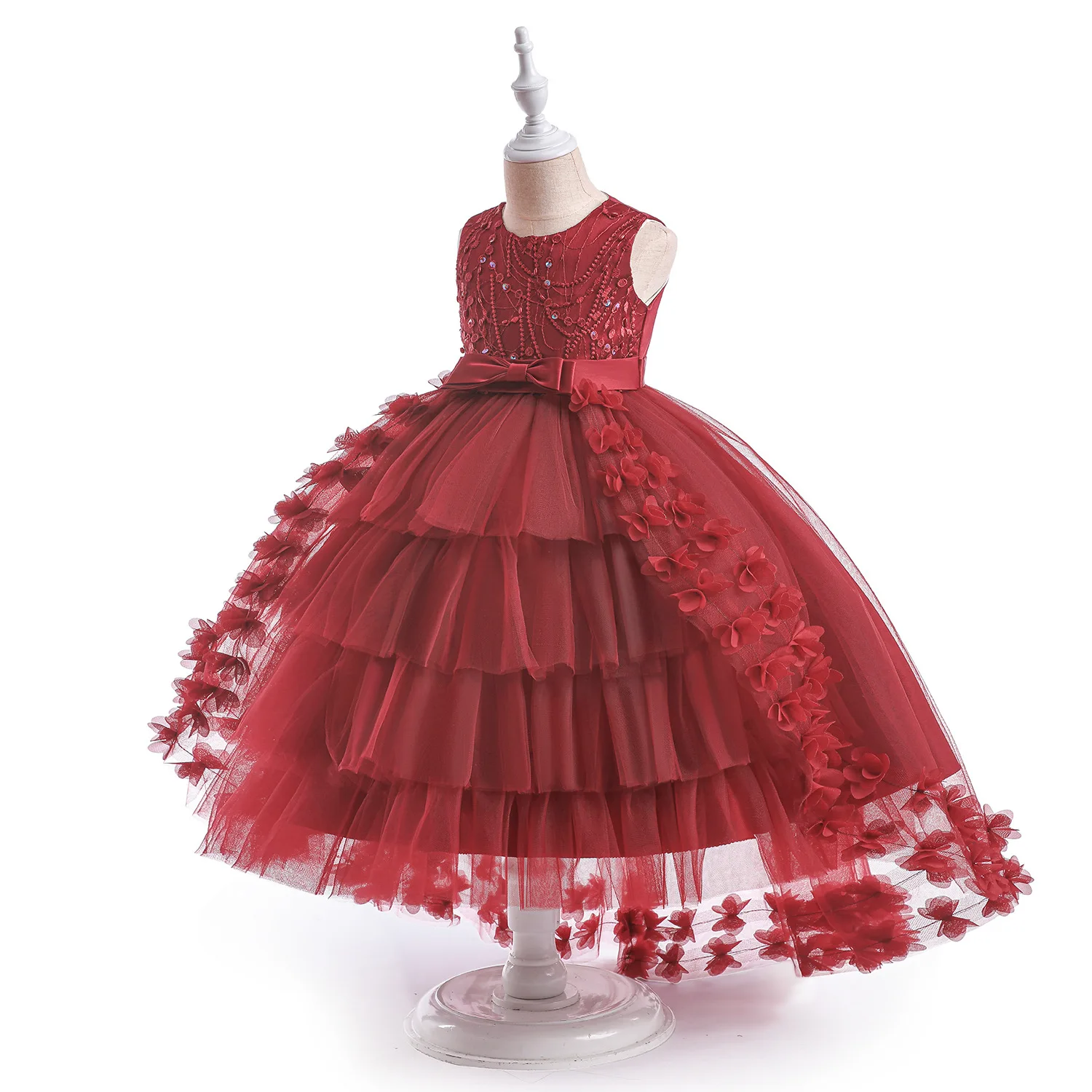 Платье для цветочницы из кованой ткани, длинное платье принцессы для цветочницы, детское фортепианное представление