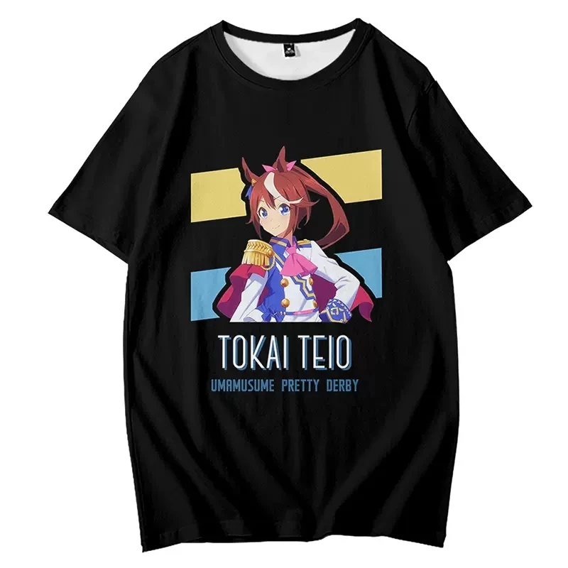 Аниме Pretty Derby Tokai Teio, летняя футболка с короткими рукавами, мультяшный костюм, модный тренд, повседневная одежда для косплея, Нейтральный