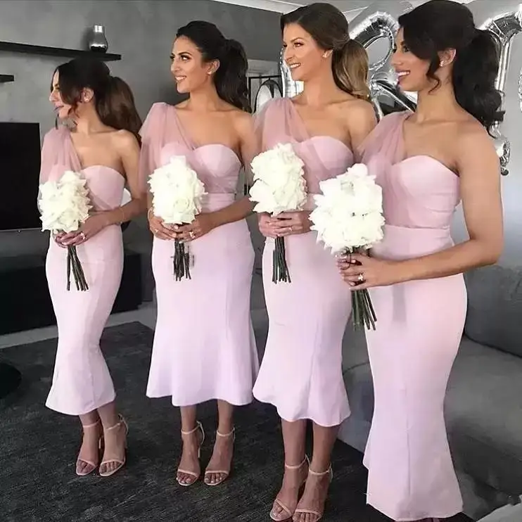 Простое Розовое Платье Подружки Невесты-Футляр 