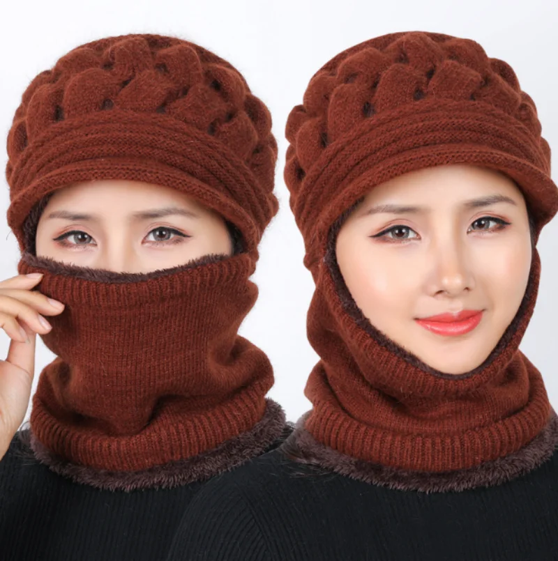Зимняя балаклава, женская вязаная шапка, Мужской женский шарф, шапки для утепления шеи, шапки