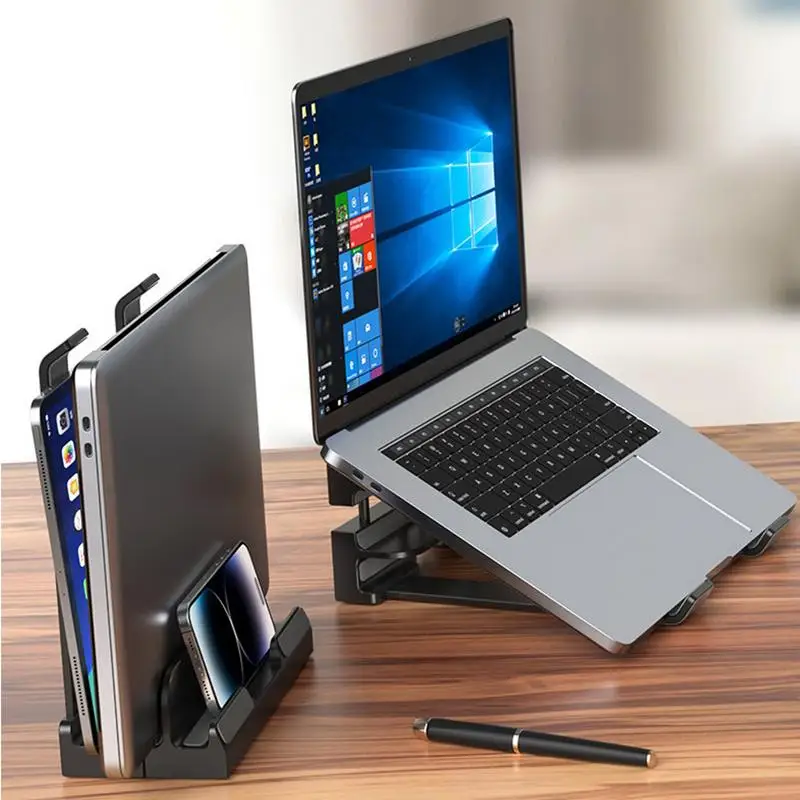 Вертикальная подставка для ноутбука, универсальная стойка для ноутбука, компактное регулируемое устойчивое хранилище для ноутбука С защитными от царапин электронными накладками