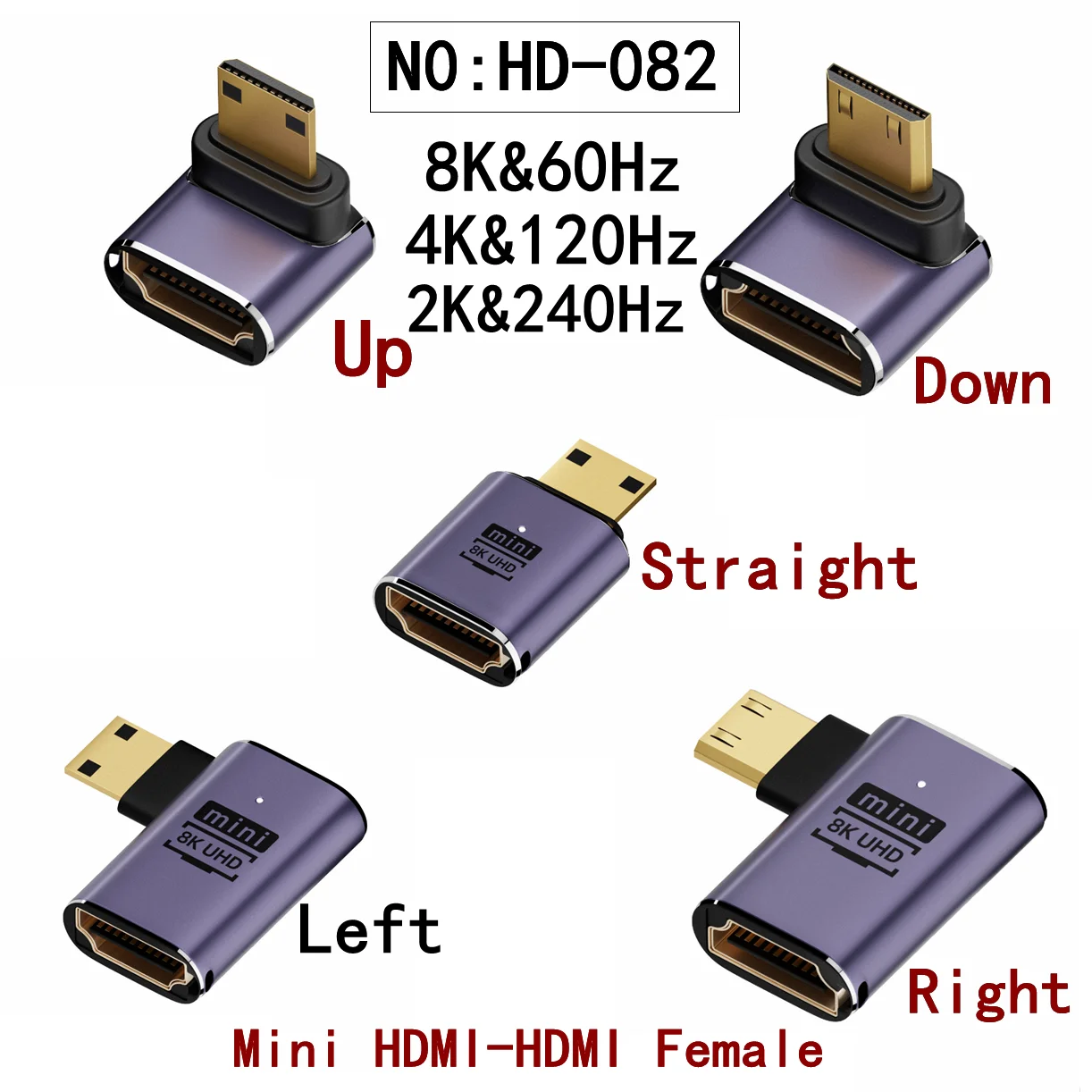 8k 4K 120Hz 270 Угловой Адаптер под углом 90 градусов Mini Micro-HDMI-Совместимый U-Образный L-образный HDMI-Разветвитель Преобразователь между мужчинами и женщинами