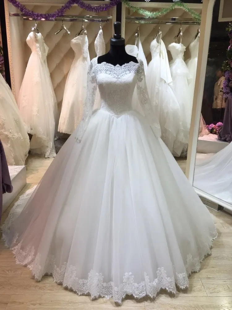 Бал 2023 Винтажное кружевное свадебное платье с длинным рукавом на шнуровке Vestido de novia Реальное изображение Свадебного платья матери невесты