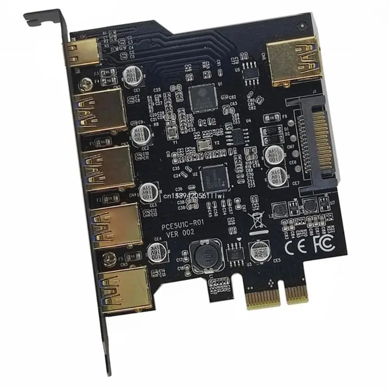 PCI X1 к USB Type C + 4 порта Внешняя плата USB3.0 + 1 Порт Внутренняя плата USB3.0 PCI-E USB 3.2 Riser Board Прямая поставка