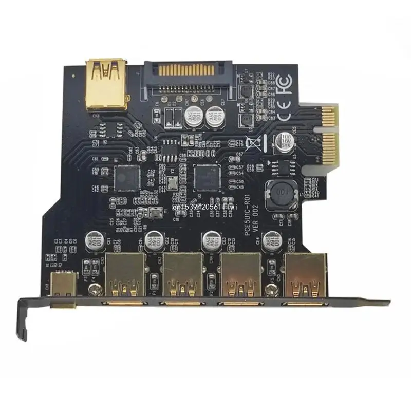 PCI X1 к USB Type C + 4 порта Внешняя плата USB3.0 + 1 Порт Внутренняя плата USB3.0 PCI-E USB 3.2 Riser Board Прямая поставка
