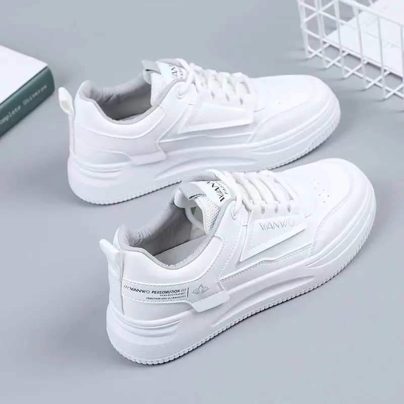 Женские белые кроссовки, осенние повседневные туфли на толстой подошве со шнуровкой, нескользящая спортивная обувь для прогулок на открытом воздухе Sapatos Femininos