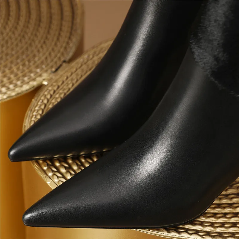 Зимние модные ботинки из конского волоса, высококачественные дизайнерские короткие ботинки из натуральной кожи, пикантные Элегантные ботинки на молнии сзади