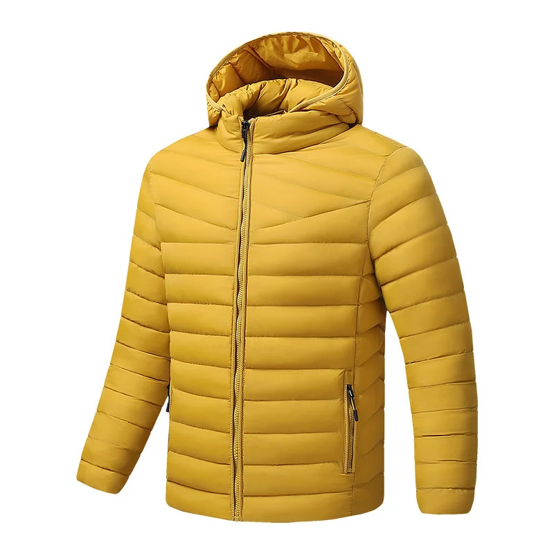 Мужские зимние утепленные куртки из фугу, однотонные спортивные повседневные пальто с капюшоном на открытом воздухе для мужчин