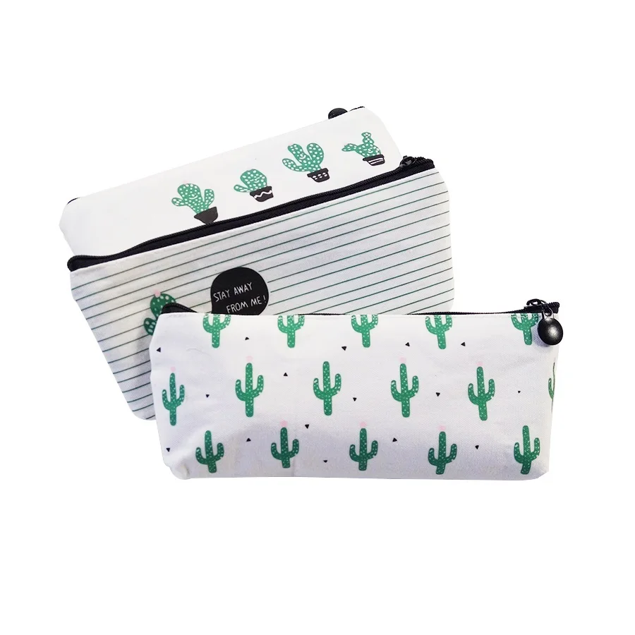 1 шт./лот, пеналы Cactus, холщовые милые канцелярские принадлежности, милая сумка для карандашей, кассовые и школьные принадлежности