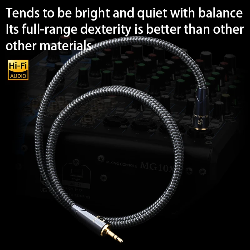 Удлиненный вспомогательный кабель 3,5-6,5 мм для компьютерного усилителя, динамиков, аудиокабеля Jack 6N OCC от 3,5 до 6,5 мм