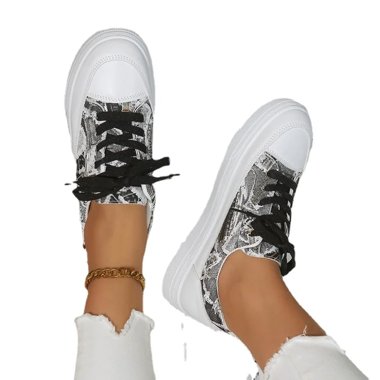 Модная роскошная дизайнерская женская парусиновая обувь с принтом, повседневные шнурки с круглым носком, Низкая Спортивная Удобная обувь для ходьбы на плоской подошве