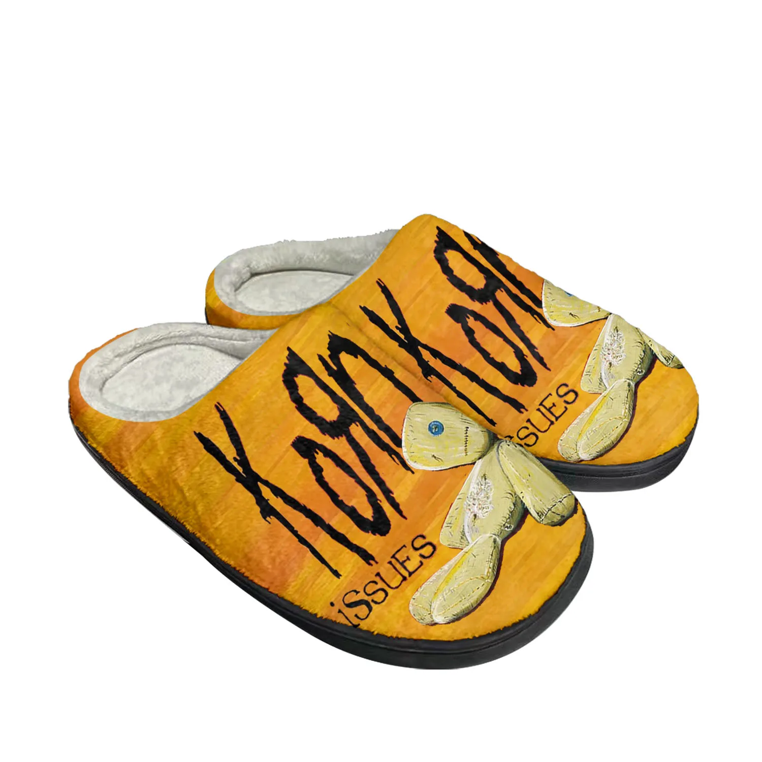 Домашние хлопчатобумажные тапочки Korn Rock Band на заказ Мужские женские сандалии Плюшевая повседневная обувь с 3D принтом для спальни, сохраняющая тепло, термощипцы