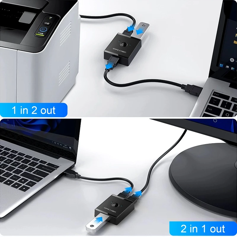 USB-переключатель KVM USB-концентратор 3.0 Переключатель KVM-переключателя для ПК Клавиатура Мышь принтер 1 ПК для совместного использования 2 устройств USB-переключатель