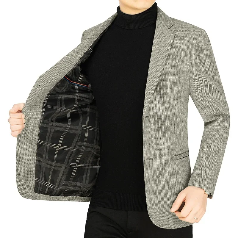 2023 Весенне-осенний новый мужской костюм среднего возраста, деловой повседневный папин цельный пиджак для среднего возраста и пожилых людей