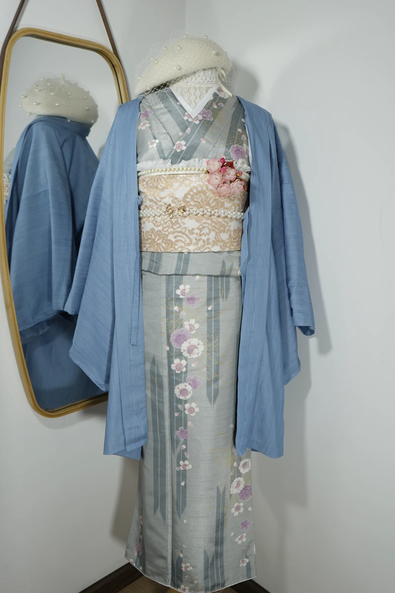 Высококачественное Японское Женское Традиционное Кимоно С Принтом Пиона и Вишни в цвету Ретро