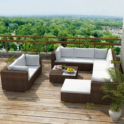 Уличный диван, комбинация патио, двойной угловой журнальный столик, сад на открытом воздухе, сад на открытом воздухе, мебель для отдыха на открытом воздухе