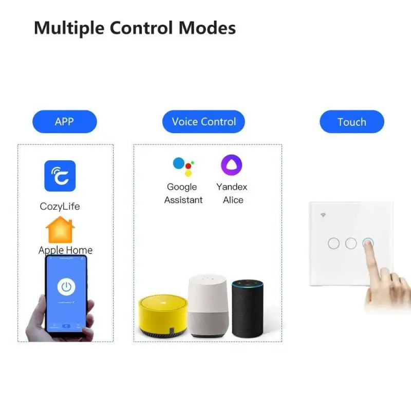 Homekit Smart Wifi Выключатель Света Требуется Нейтральный Провод Сенсорные Настенные Выключатели EU 1/2/3 Gang Таймер Поддержка Alexa Alice Google Home