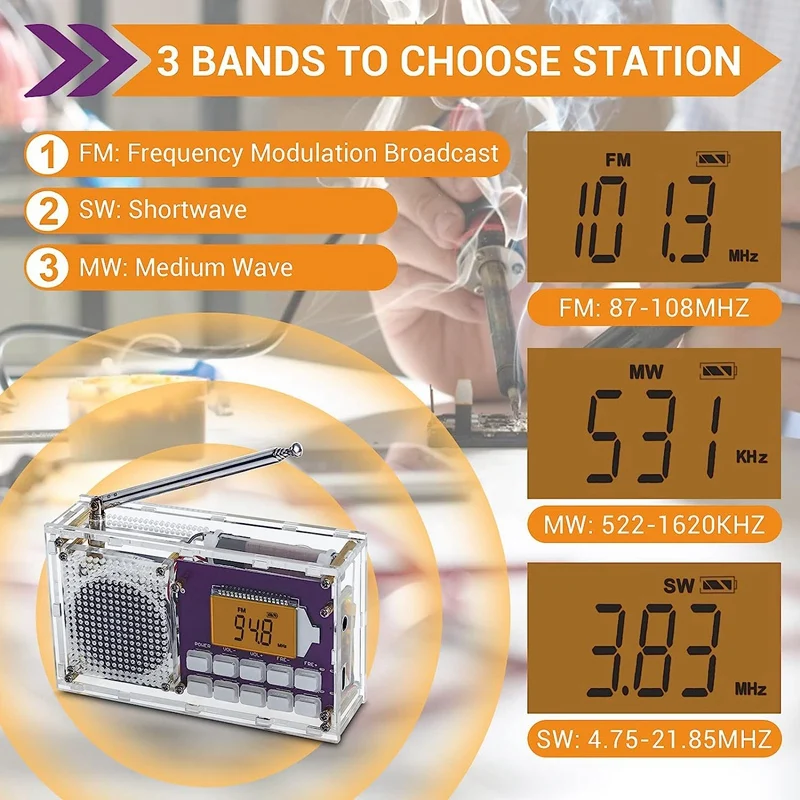Комплект цифрового радиоприемника своими руками, комплект для сборки цифрового радиоприемника с ЖК-дисплеем, коротковолновые радиоприемники + часы для обучения студентов STEM