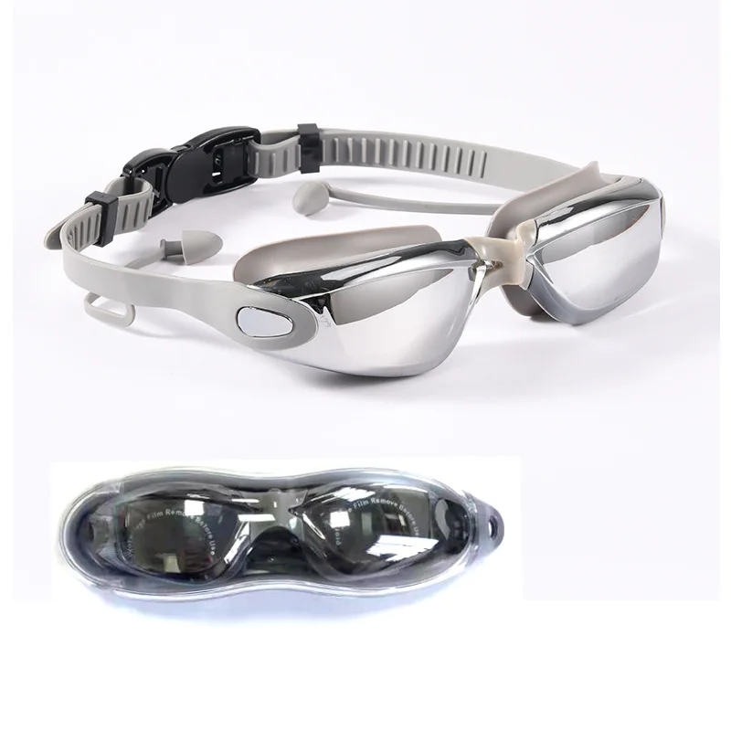 Оптовые очки для плавания для взрослых с защитой от запотевания, близорукости, плавательных очков, силиконовых водонепроницаемых принадлежностей с гальваническим покрытием