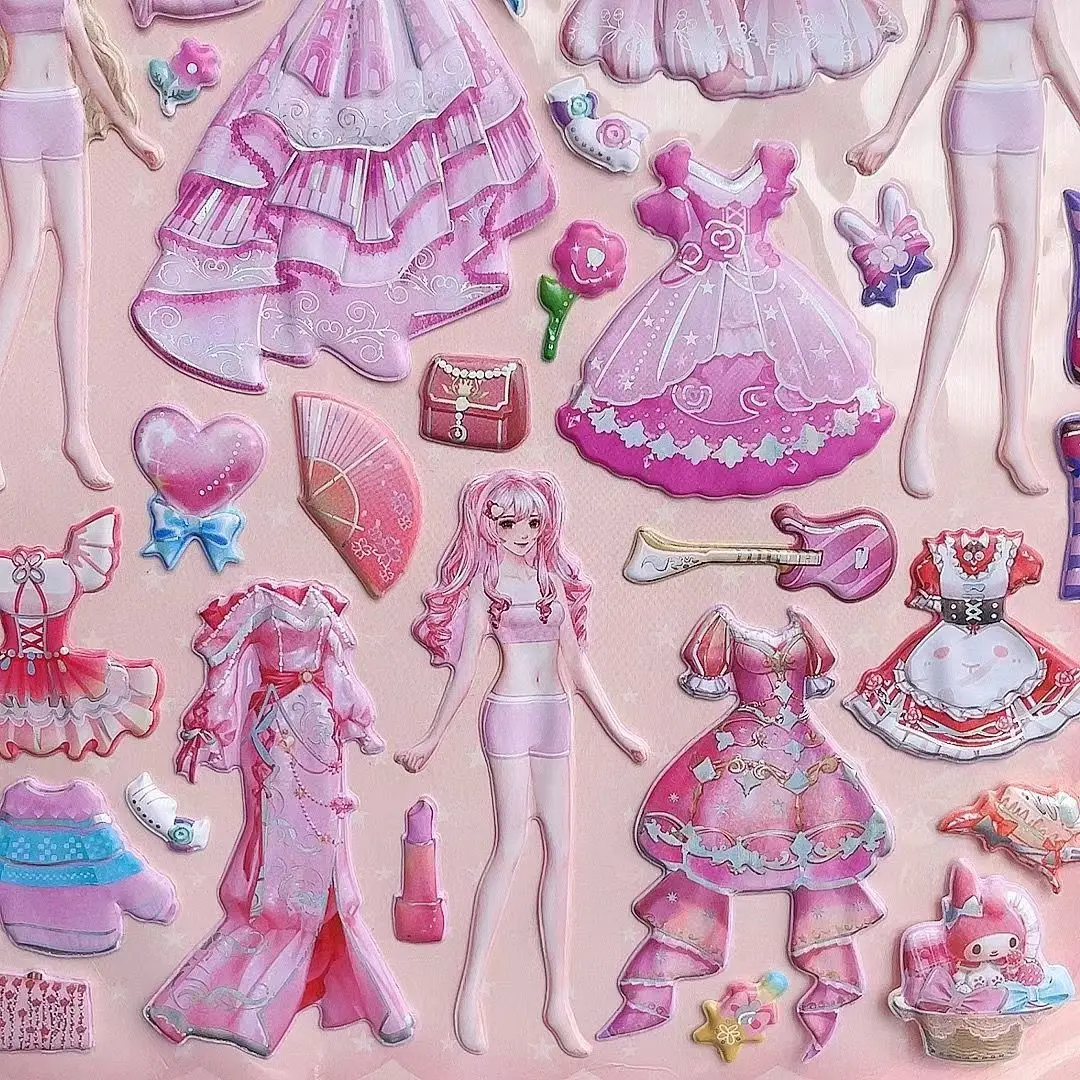 Наклейки на платье принцессы с резинкой для волос для девочек, Милая наклейка на платье принцессы, Детский подарочный набор классических игрушек 