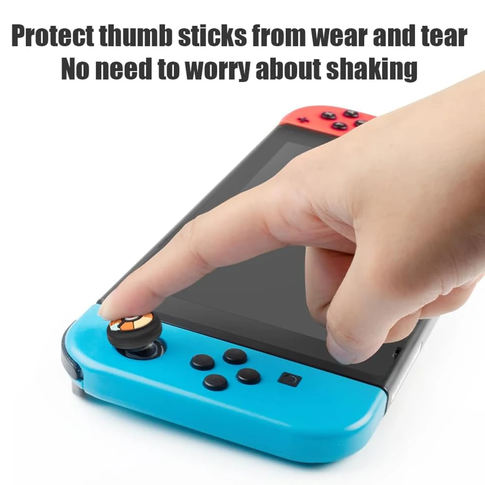 4шт мультяшных силиконовых аналоговых колпачков для захвата большого пальца, совместимых с Nintendo Switch OLED/Switch Lite/Защитная крышка джойстика переключения