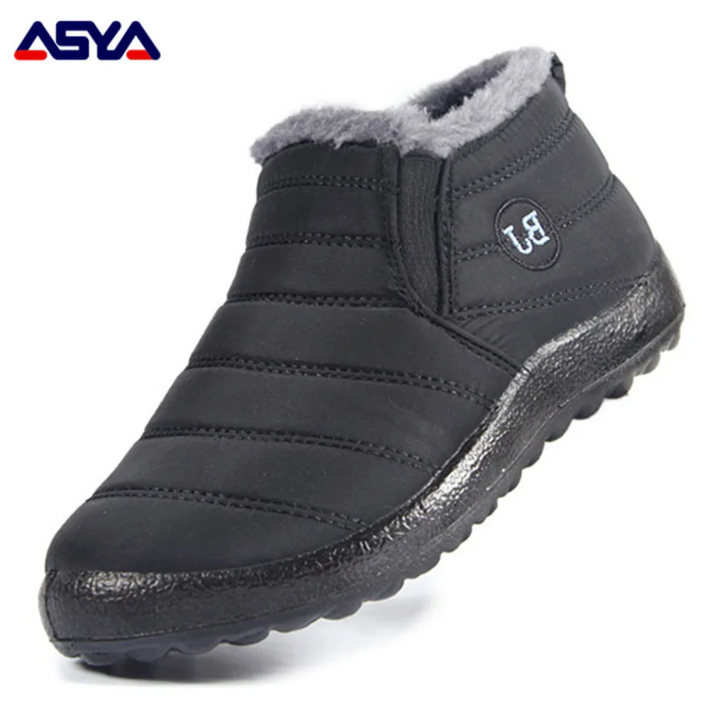 Мужские ботинки ASYAPOY, водонепроницаемая зимняя обувь, мужские ботильоны без застежки, сохраняющие тепло зимние ботинки Botas Hombre