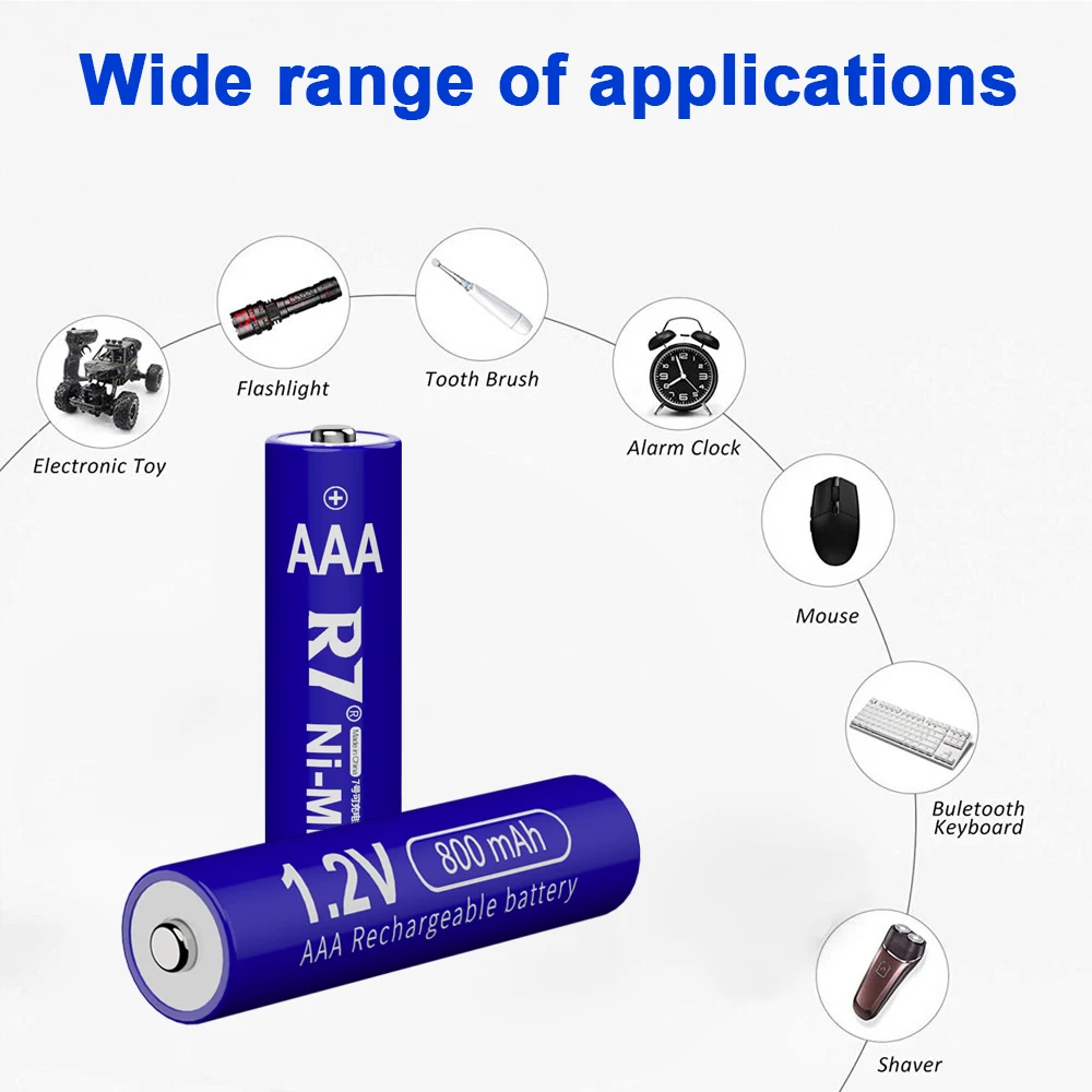 Батарейки R7 1,2 В aaa 800 мАч AAA Аккумуляторная батарея с 4 слотами ЖК-смарт-зарядное устройство