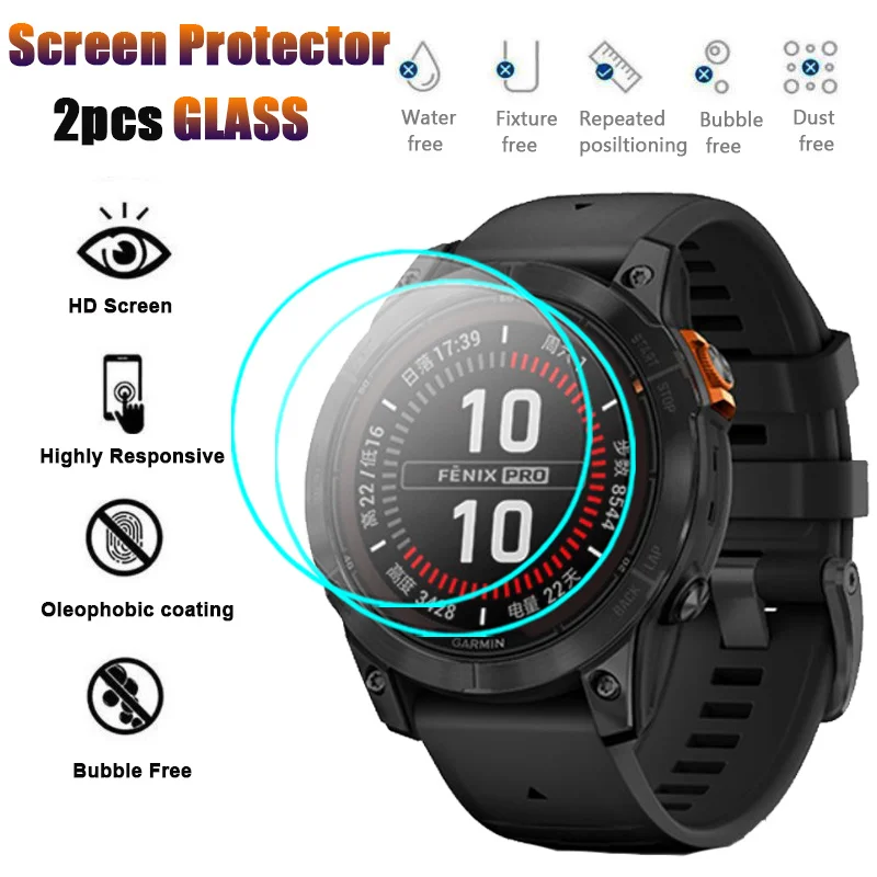 2ШТ HD Закаленное Стекло Для Garmin Fenix 7X 7S 7 Pro Smartwatch Защитная Пленка Для Экрана Fenix7/7X/7S Pro 2.5D 9H Защитное Стекло