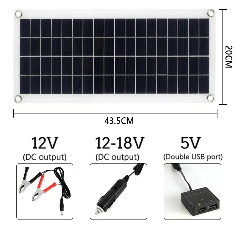 1000 Вт Солнечная панель 12V Солнечный элемент 10A-60A Контроллер Комплект солнечных батарей для телефона RV Автомобильное зарядное устройство для MP3-плеера Наружный аккумулятор