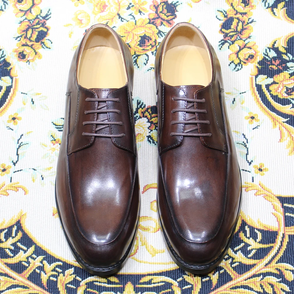 Роскошные итальянские мужские туфли-дерби из натуральной кожи, официальная обувь ручной работы, классические офисные модельные туфли на шнуровке для мужчин