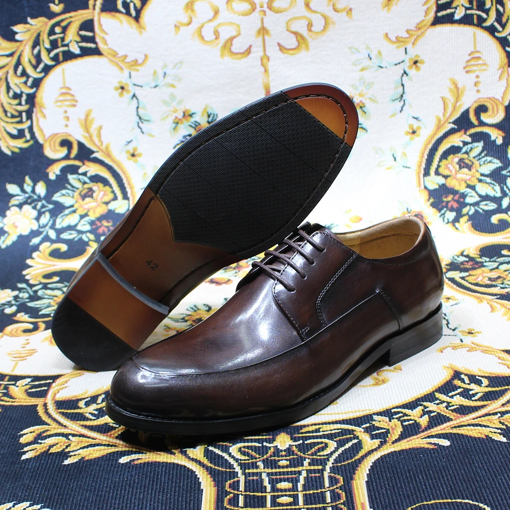 Роскошные итальянские мужские туфли-дерби из натуральной кожи, официальная обувь ручной работы, классические офисные модельные туфли на шнуровке для мужчин