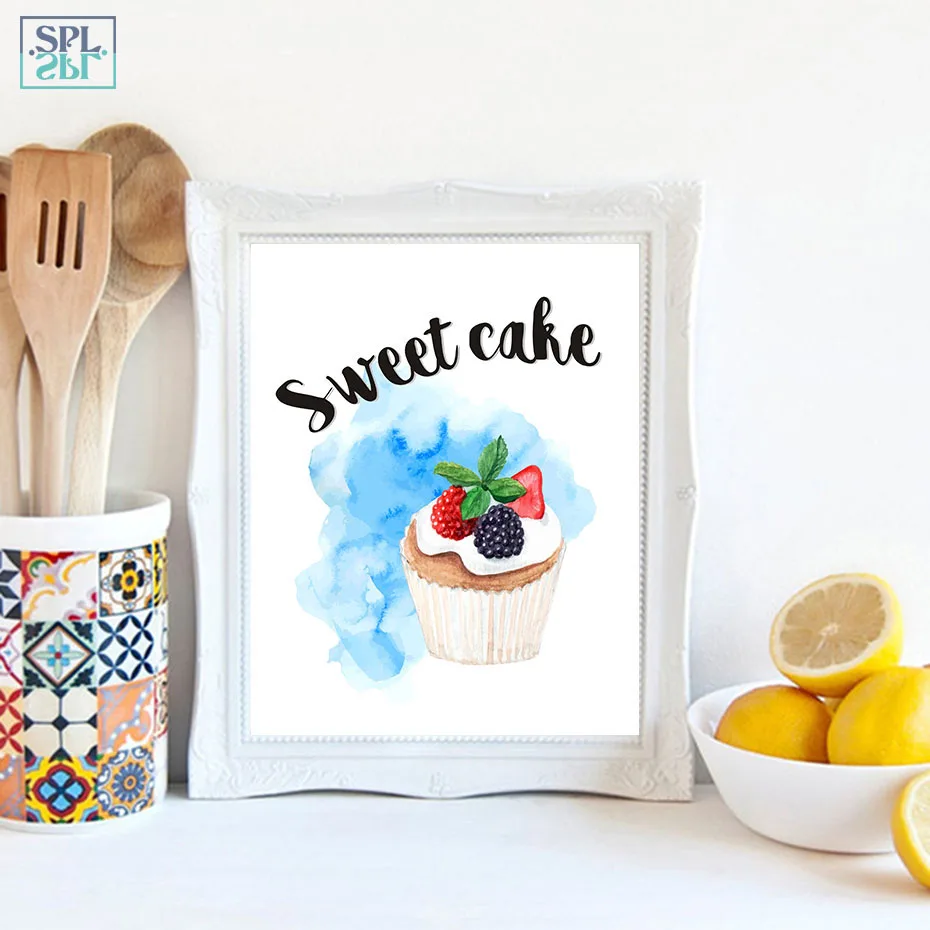SPLSPL Красочные вкусные торты-мороженое без рамы, холст, живопись, плакаты и принты, настенные панно для декора кухни и комнаты