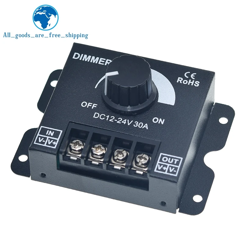 Светодиодный диммер постоянного тока 12 В 24 В, Регулятор напряжения 30A, 360 Вт, Регулируемый Контроллер для светодиодной ленты, светодиодные Затемняющие диммеры