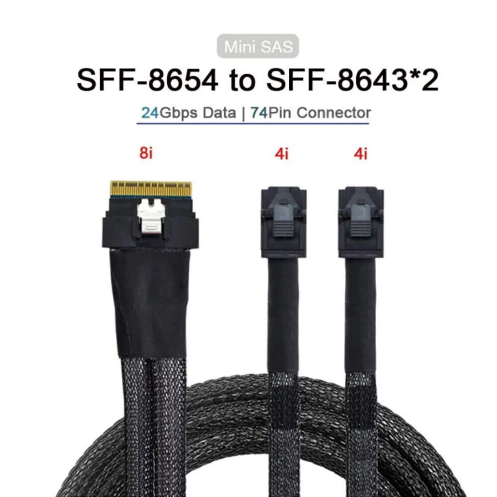Гибкий кабель для подключения сервера MINI SlimSAS SFF-8654 8i от 4,0 до 4X SAS SFF-8643