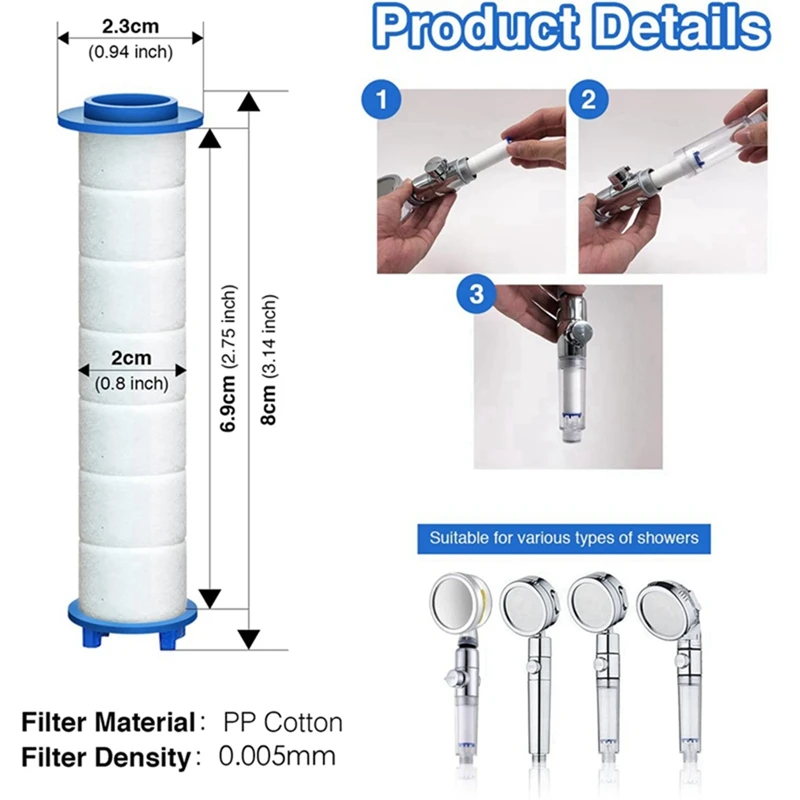ВЕРХНИЙ сменный фильтр для душа для жесткой воды - фильтр для воды для душа с высокой производительностью для удаления хлора и фторидов в домашних условиях