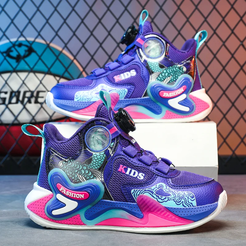 Новая Популярная Детская Баскетбольная обувь, Спортивная обувь для мальчиков, Дышащая Сетчатая Спортивная обувь Для девочек, Нескользящая
