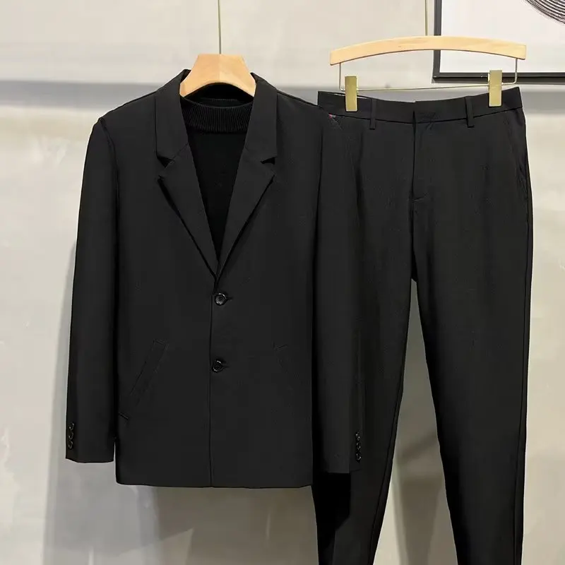 Мужские блейзеры S-4XL, чисто британская одежда с надрезами, уличная одежда, стильная повседневная одежда, минималистичная универсальная модная верхняя одежда для зрелой осени