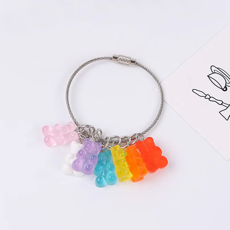 Разноцветный брелок с изображением медвежонка из смолы, брелок для друзей, Милая креативная мультяшная сумка, автомобиль, Коробка для Airpods, Аксессуары для ключей