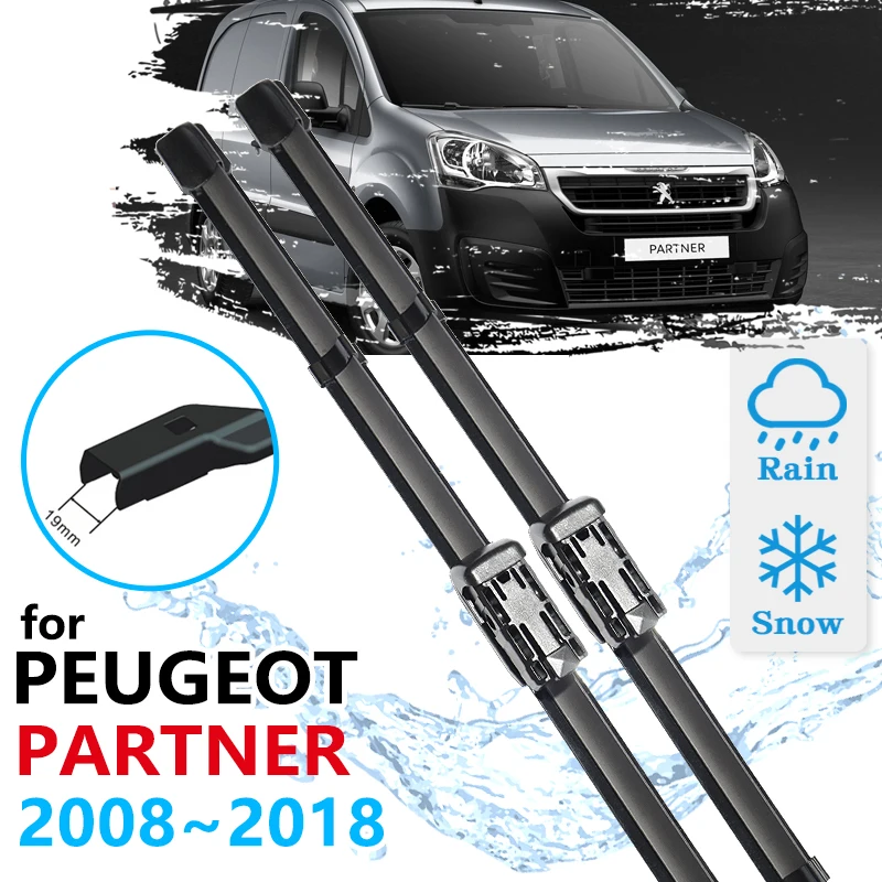 Для Peugeot Partner 2008 ~ 2018 Чистка ветрового стекла Аксессуары для лобового стекла Щетки Щетки Омыватель 2 шт. автомобильные щетки передних стеклоочистителей