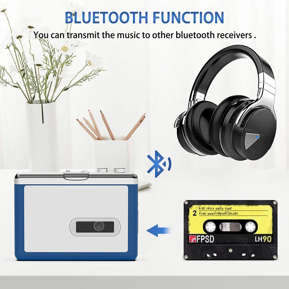 Портативный Bluetooth Stero Radio Кассетный Передатчик Плеер Конвертировать в MP3 Конвертер