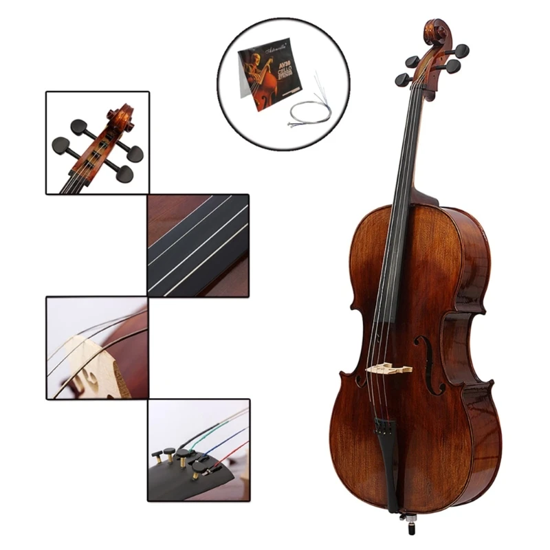 Прочный универсальный набор струн для виолончели ADGC, сменные струны для виолончели из стальной проволоки, аксессуар для струн для виолончели, простой в использовании