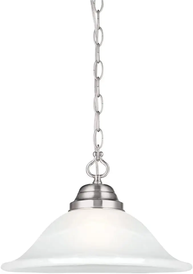 Традиционный Подвесной светильник Millbridge с 1 Лампой в помещении с Абажуром из Алебастрового Стекла для Бара в Гостиной, Столовой, Атласный Нике