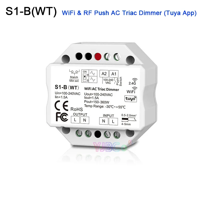 S1-B WT Wifi Симисторный Радиочастотный Диммер Переменного тока R1/R11 Пульт Дистанционного управления 2.4G 1.5A 150 Вт-360 Вт одноцветная светодиодная Лампа Кнопочный Переключатель Диммера Контроллер 110 В-220 В