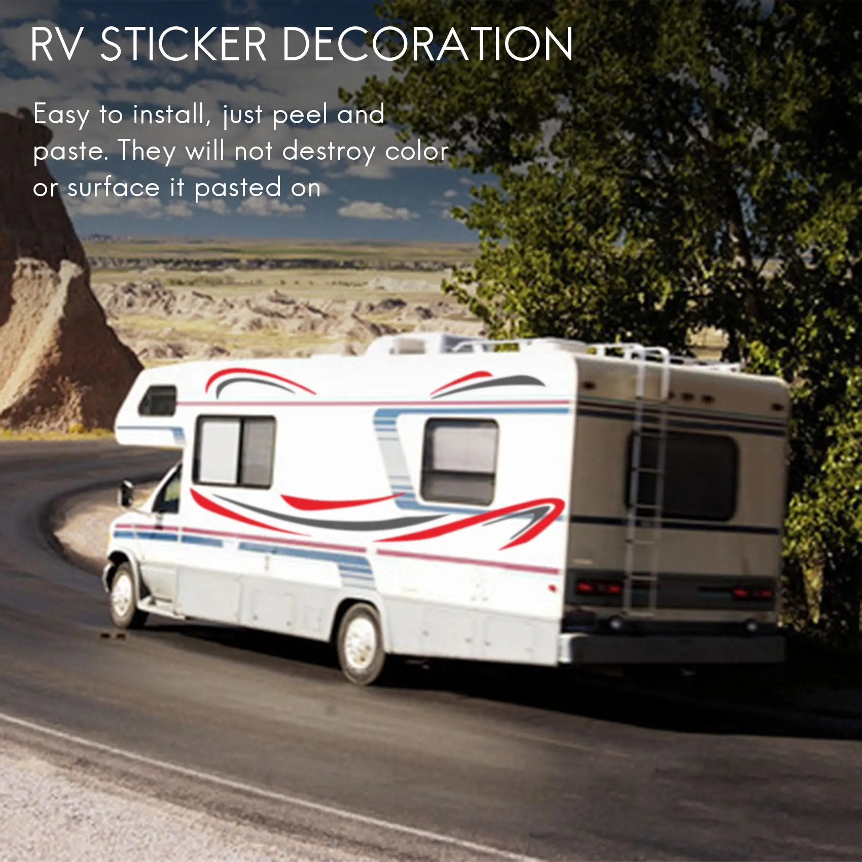 Универсальная наклейка на дом на колесах, наклейка с изображением DIY в полоску, украшение для трейлера-каравана