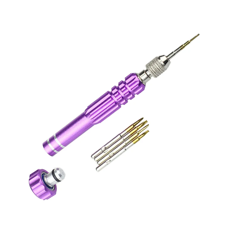 Фиолетовые наборы инструментов для смешивания инструментов для ремонта часов с прецизионным винтом