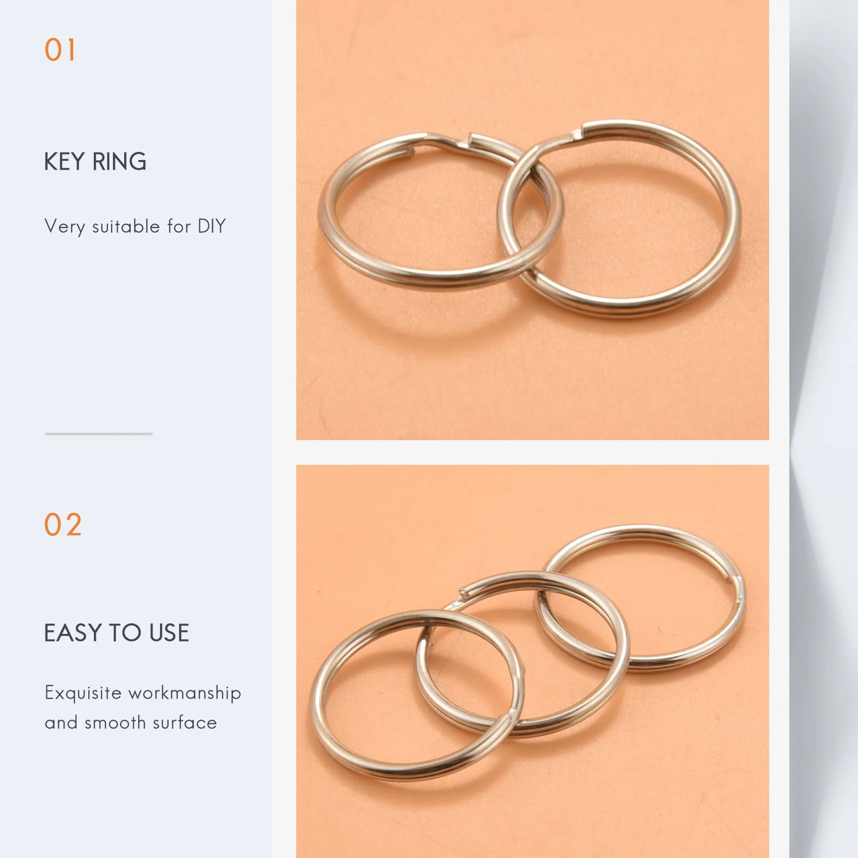 Кольцо для ключей 100ШТ, 1 дюйм, Открытое кольцо для ключей, Металлическое кольцо для ключей, Плоское кольцо для домашнего автомобильного брелка