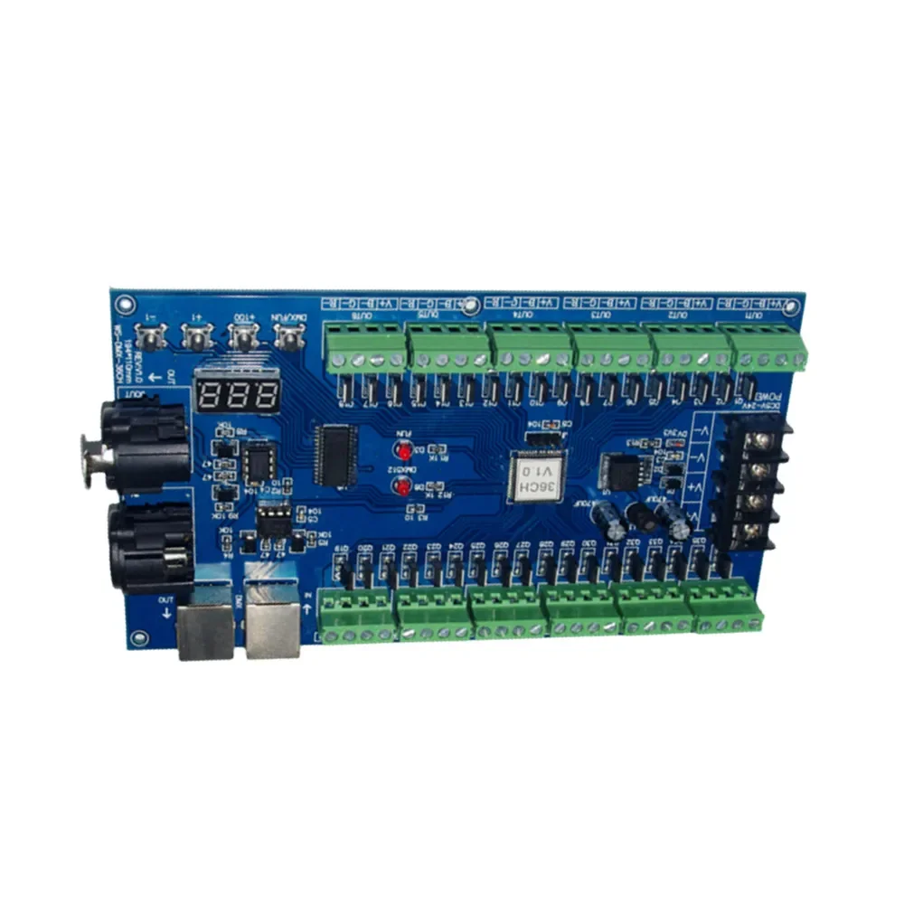 WS-DMX-36CH DC5V-24V 36A 36-Канальный DMX-Декодер, 36-Канальный DMX512 Диммер, RGB-Выход, Светодиодный Драйвер DMX512, светодиодный Контроллер